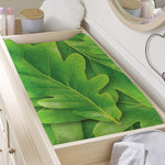 Green Oak Leaf Print Changing Pad Cover
