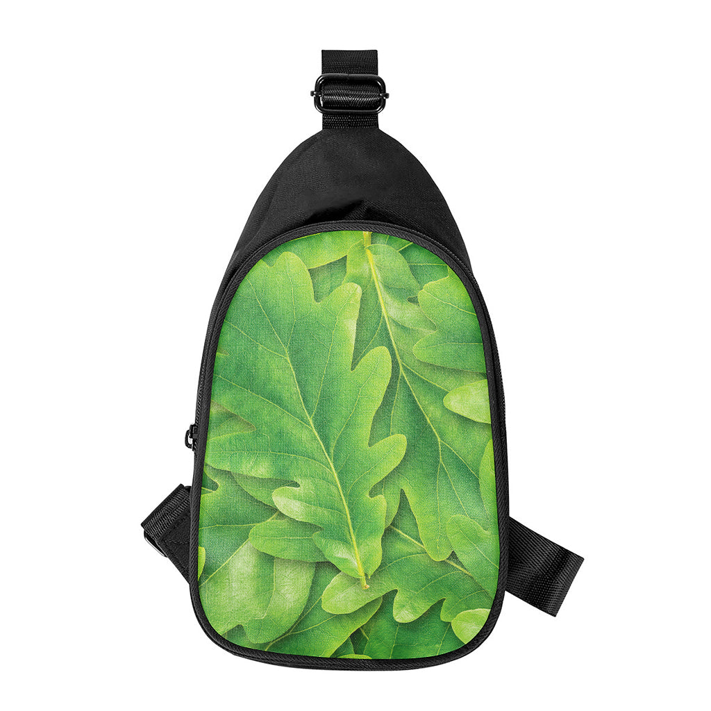 Green Oak Leaf Print Chest Bag