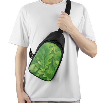 Green Oak Leaf Print Chest Bag