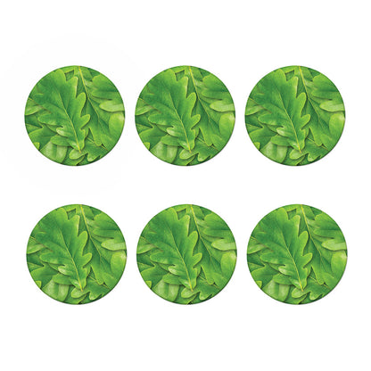 Green Oak Leaf Print Coaster Set