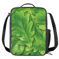 Green Oak Leaf Print Crossbody Lunch Bag