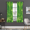 Green Oak Leaf Print Grommet Curtain Panels