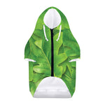 Green Oak Leaf Print Dog Zip Up Hoodie