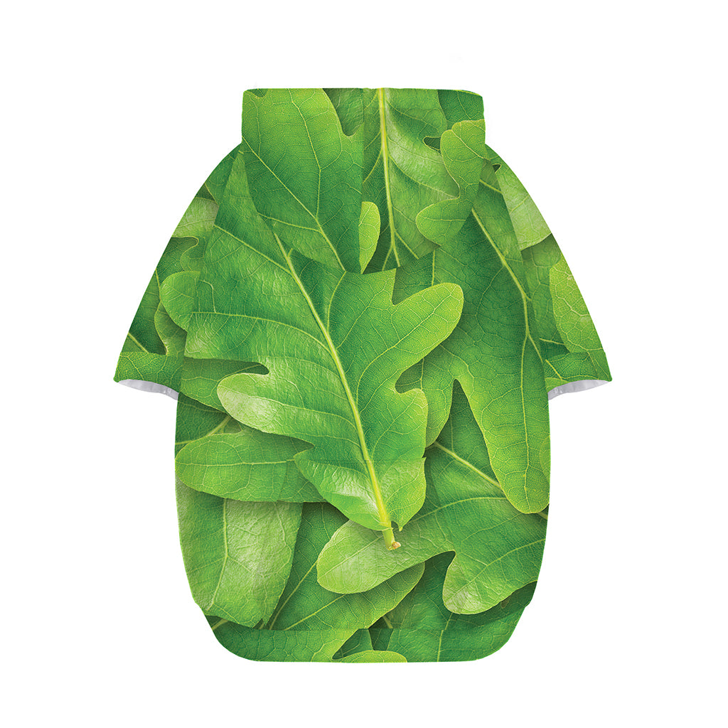 Green Oak Leaf Print Dog Zip Up Hoodie