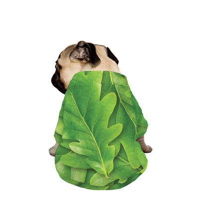 Green Oak Leaf Print Dog Zip Up Jacket