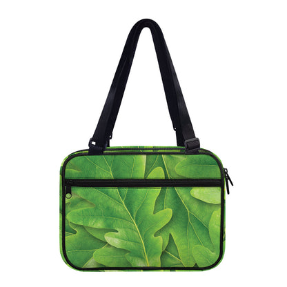 Green Oak Leaf Print Double Strap Bible Bag