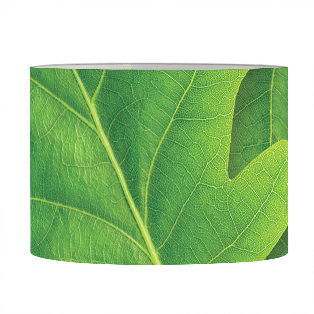 Green Oak Leaf Print Drum Lamp Shade