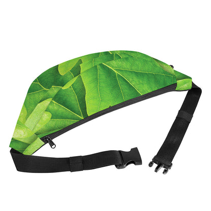 Green Oak Leaf Print Fanny Pack