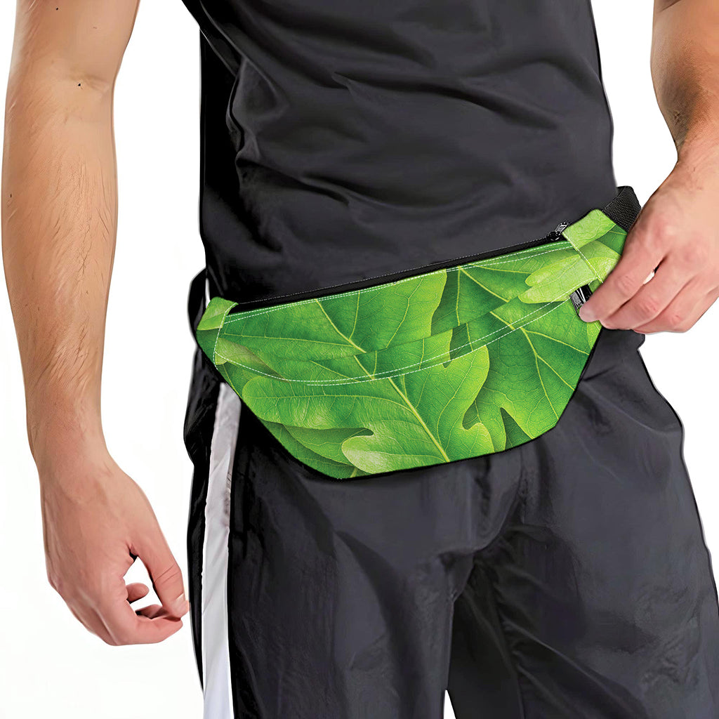 Green Oak Leaf Print Fanny Pack