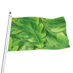 Green Oak Leaf Print Flag