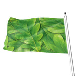 Green Oak Leaf Print Flag