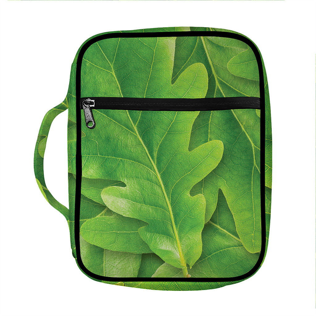 Green Oak Leaf Print Front Pocket Bible Bag