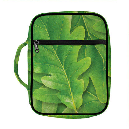 Green Oak Leaf Print Front Pocket Bible Bag