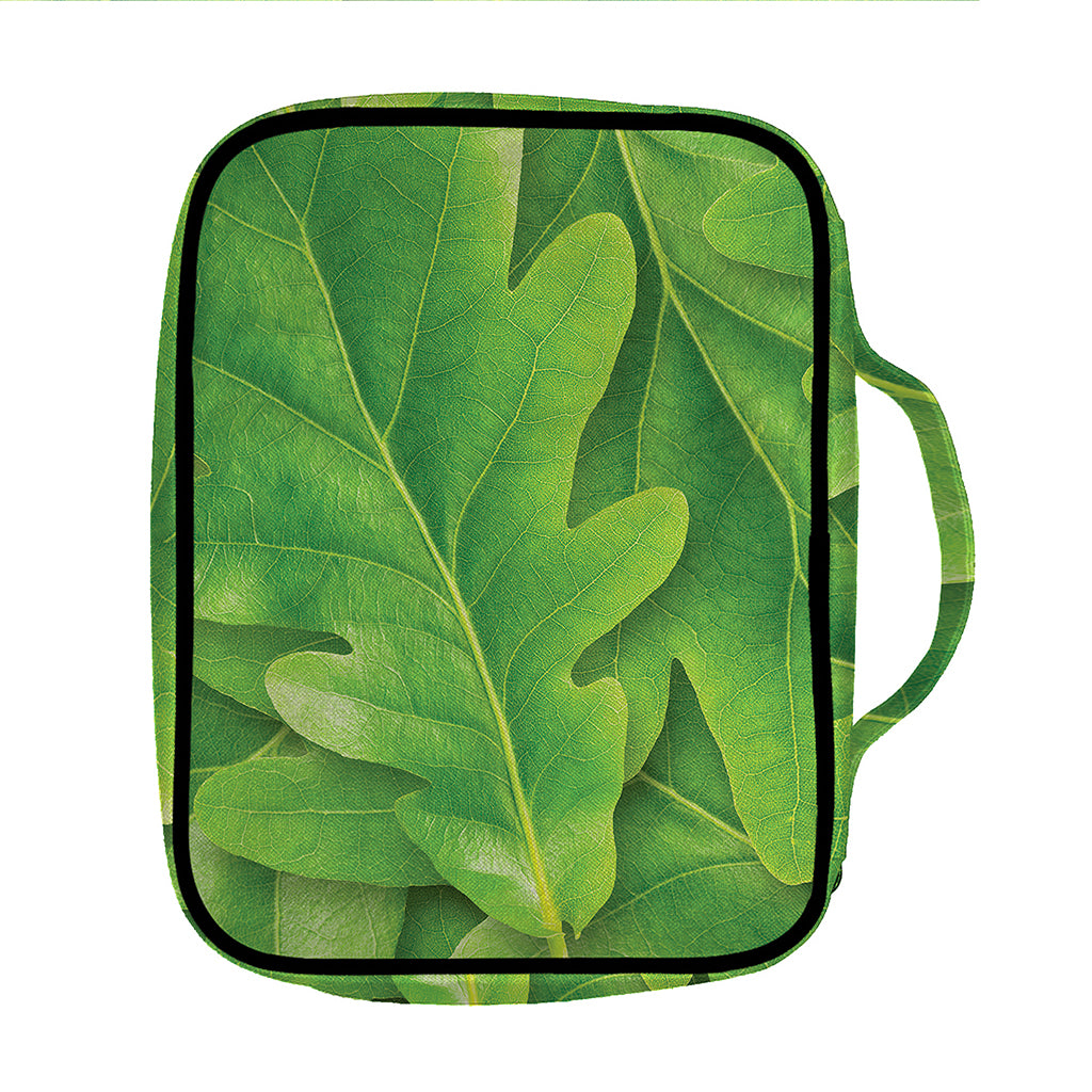 Green Oak Leaf Print Front Pocket Bible Bag