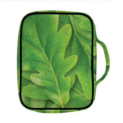 Green Oak Leaf Print Front Pocket Bible Bag