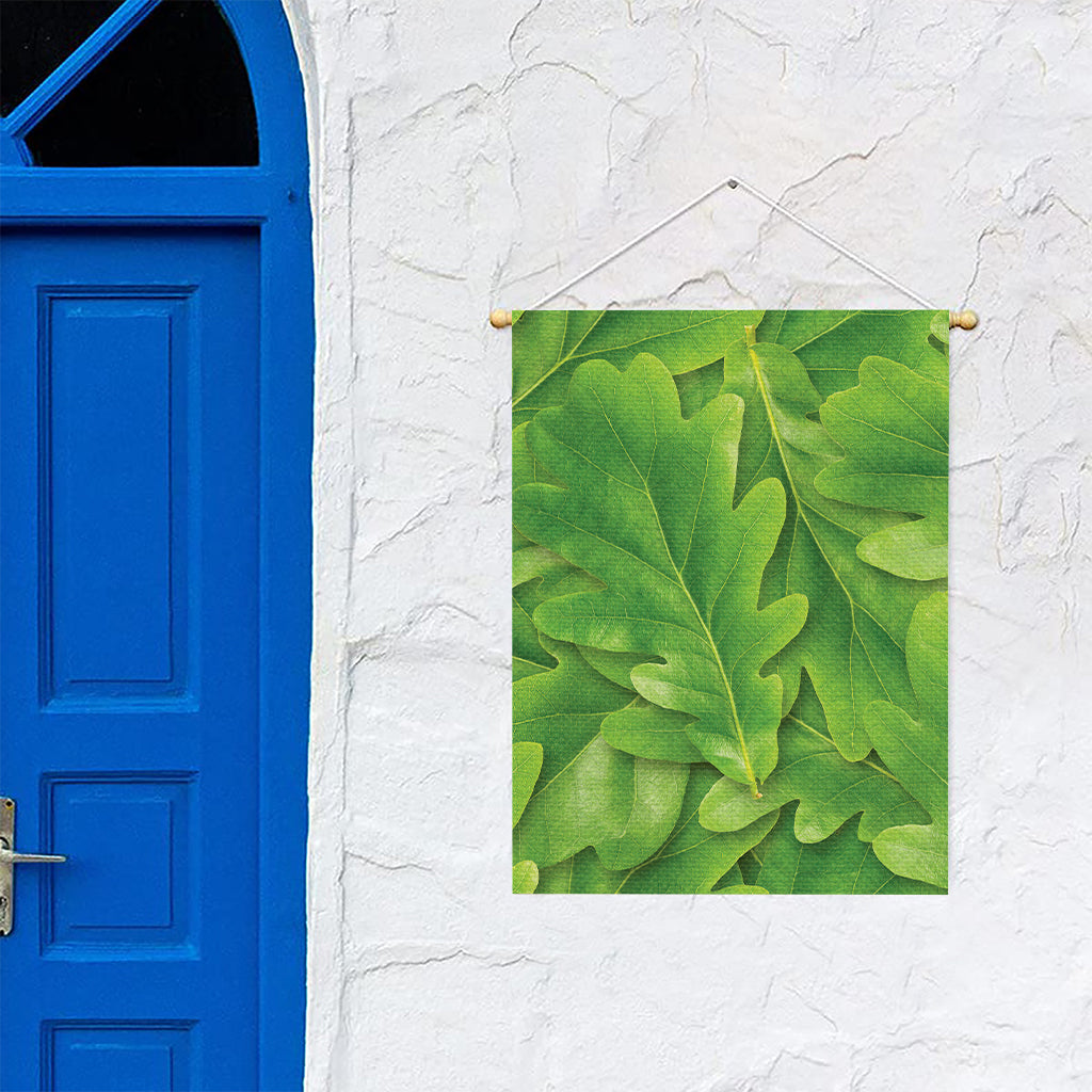 Green Oak Leaf Print Garden Flag