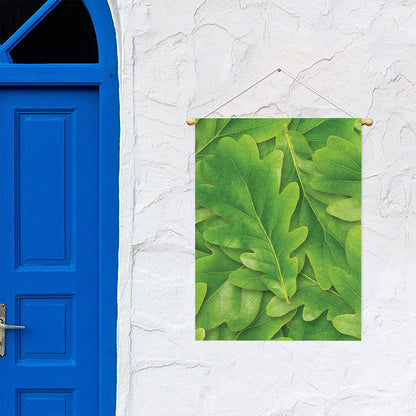 Green Oak Leaf Print Garden Flag