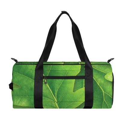 Green Oak Leaf Print Gym Bag