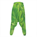 Green Oak Leaf Print Hammer Pants