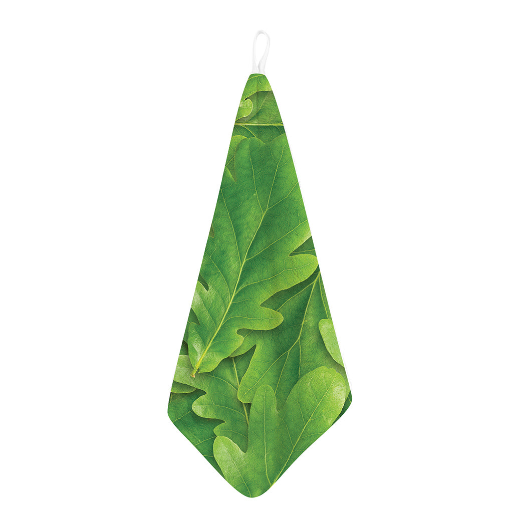 Green Oak Leaf Print Hand Towel