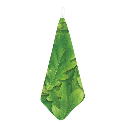 Green Oak Leaf Print Hand Towel