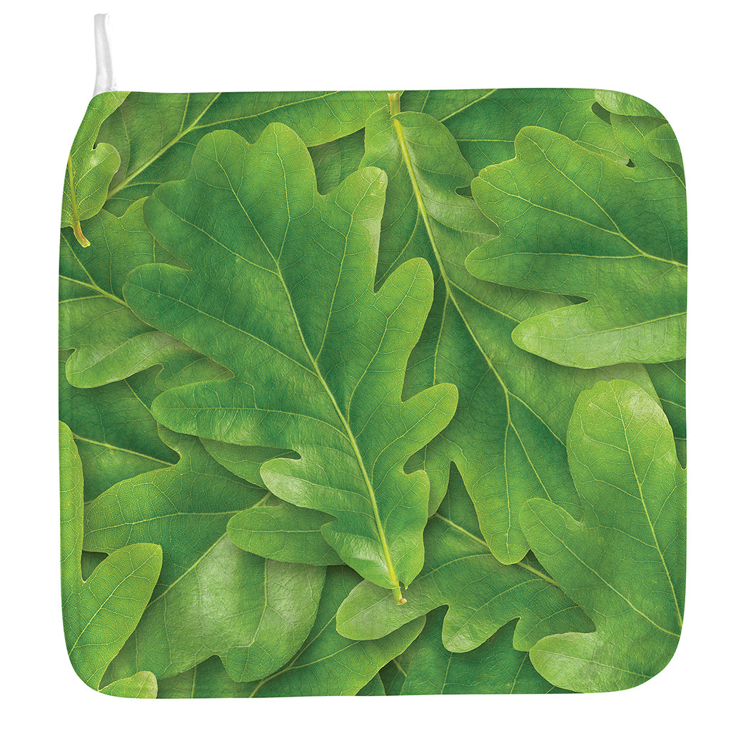 Green Oak Leaf Print Hand Towel
