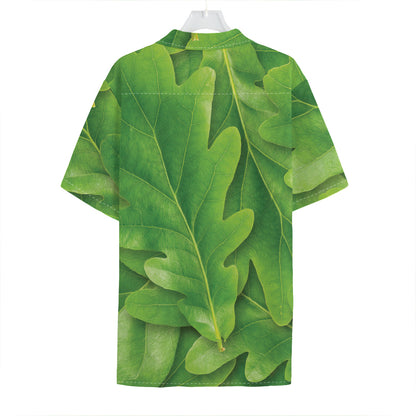 Green Oak Leaf Print Hawaiian Shirt