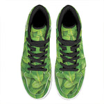 Green Oak Leaf Print High Top Leather Sneakers