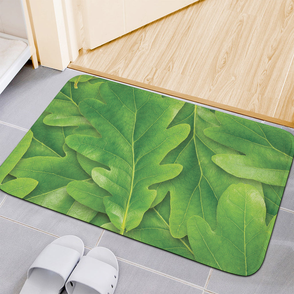 Green Oak Leaf Print Indoor Door Mat