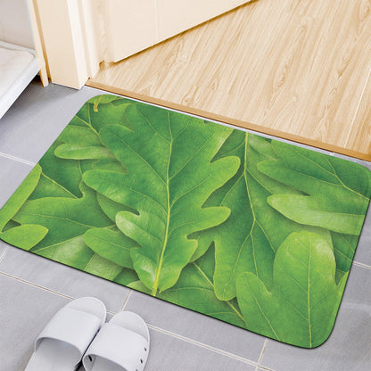 Green Oak Leaf Print Indoor Door Mat