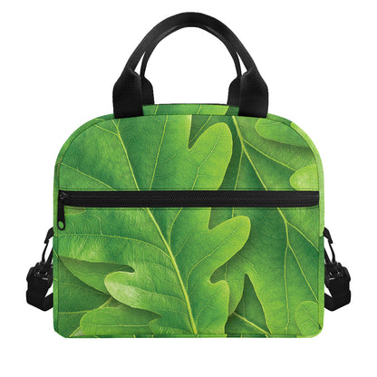 Green Oak Leaf Print Insulated Lunch Bag