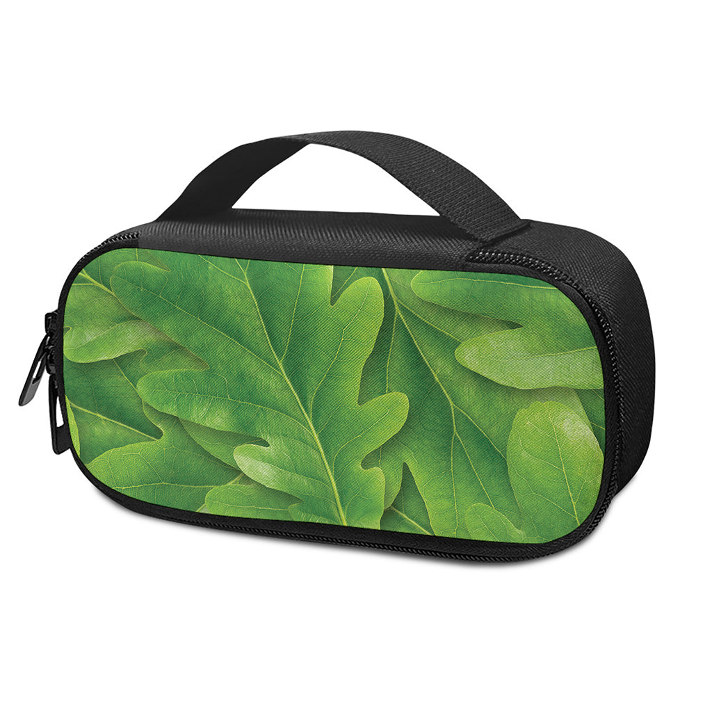 Green Oak Leaf Print Insulin Cooler Travel Case