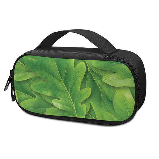 Green Oak Leaf Print Insulin Cooler Travel Case