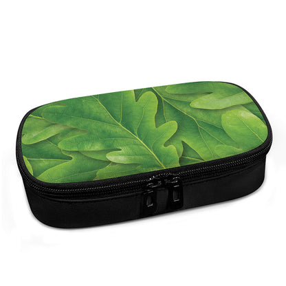 Green Oak Leaf Print Insulin Cooler Travel Case