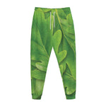 Green Oak Leaf Print Jogger Pants