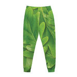 Green Oak Leaf Print Jogger Pants