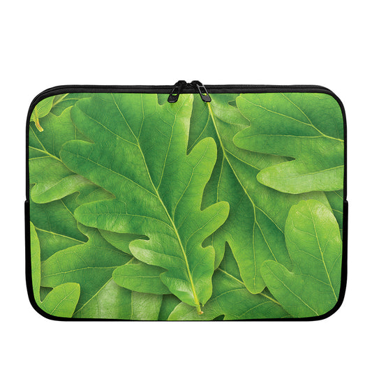 Green Oak Leaf Print Laptop Sleeve