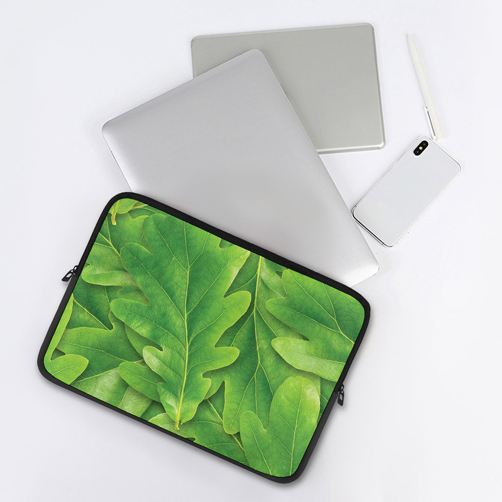 Green Oak Leaf Print Laptop Sleeve