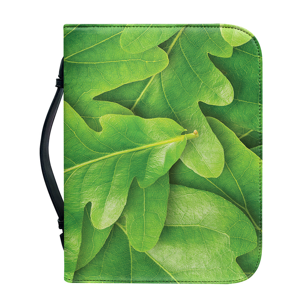 Green Oak Leaf Print Leather Bible Cover