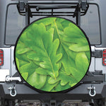 Green Oak Leaf Print Leather Spare Tire Cover