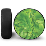 Green Oak Leaf Print Leather Spare Tire Cover