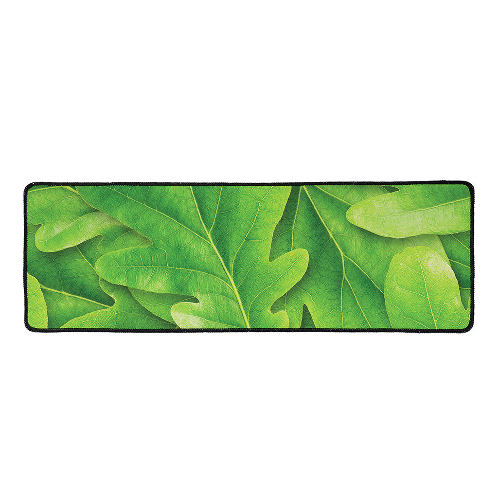 Green Oak Leaf Print Long Kitchen Mat