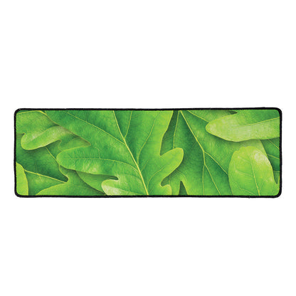 Green Oak Leaf Print Long Kitchen Mat