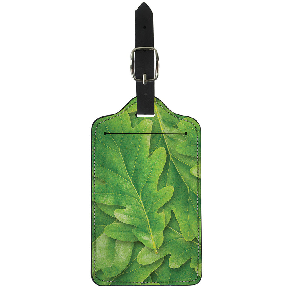 Green Oak Leaf Print Luggage Tag
