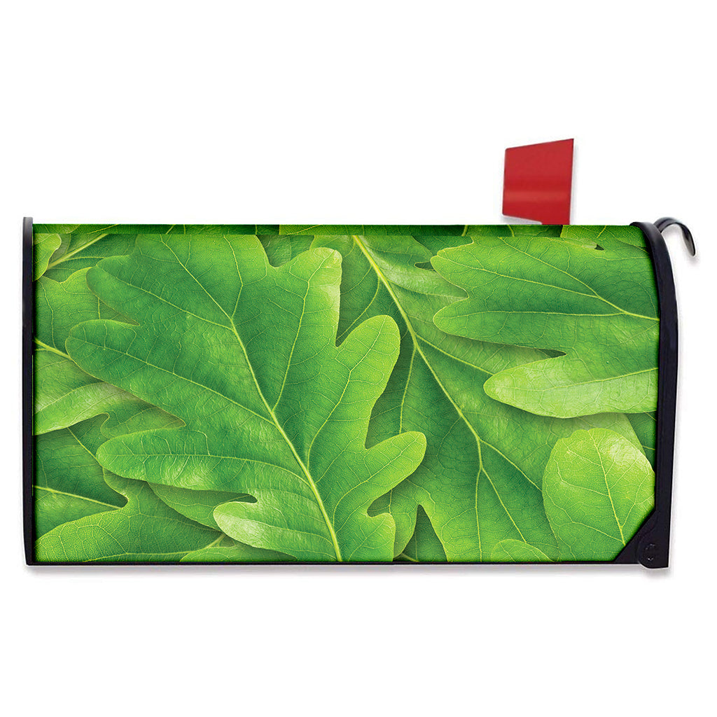 Green Oak Leaf Print Mailbox Cover