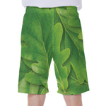 Green Oak Leaf Print Men's Beach Shorts