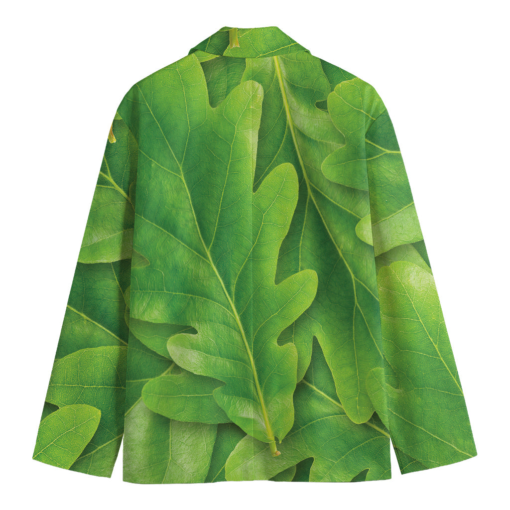Green Oak Leaf Print Men's Blazer