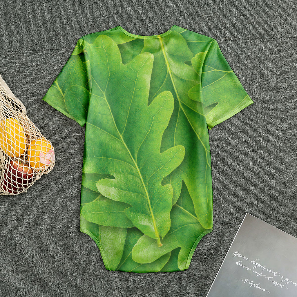 Green Oak Leaf Print Men's Bodysuit