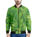 Green Oak Leaf Print Men's Bomber Jacket