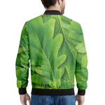 Green Oak Leaf Print Men's Bomber Jacket